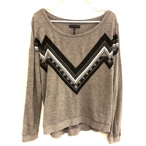 Kendall & Kylie Grey Sweater Aztec Top